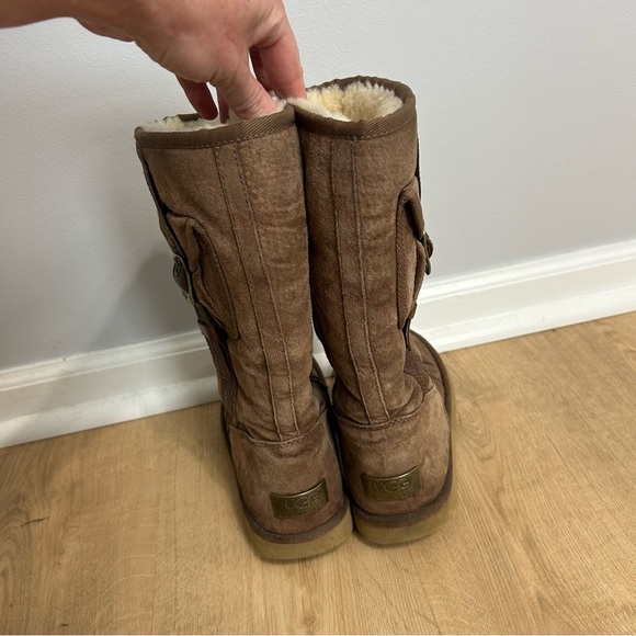 Ugg Australia Chestnut Tan Leather Sheepskin Tall Cargo Winter Boots Buckle 6 - Picture 4 of 8